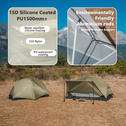 Naturehike Mongar 2 UL/PRO/Base Tent Camping 1-3 Person Tent Outdoor Travel 15D Waterproof Ultralight Backpacking Shelter Tent