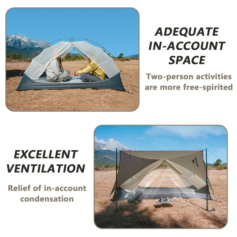 Naturehike Mongar 2 UL/PRO/Base Tent Camping 1-3 Person Tent Outdoor Travel 15D Waterproof Ultralight Backpacking Shelter Tent