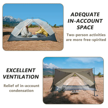 Naturehike Mongar 2 UL/PRO/Base Tent Camping 1-3 Person Tent Outdoor Travel 15D Waterproof Ultralight Backpacking Shelter Tent
