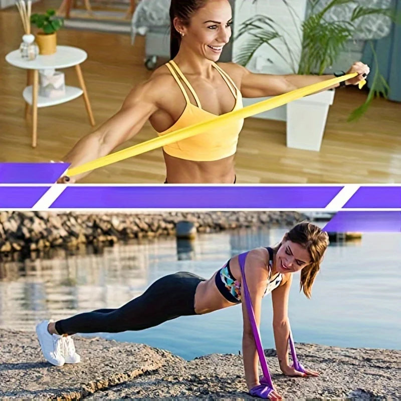 4 Pack Yoga Resistance Bands: TPE Elastic Stretch Bands for Physical Therapy, Fitness, Yoga, Pilates, Rehabilitation, and Stren